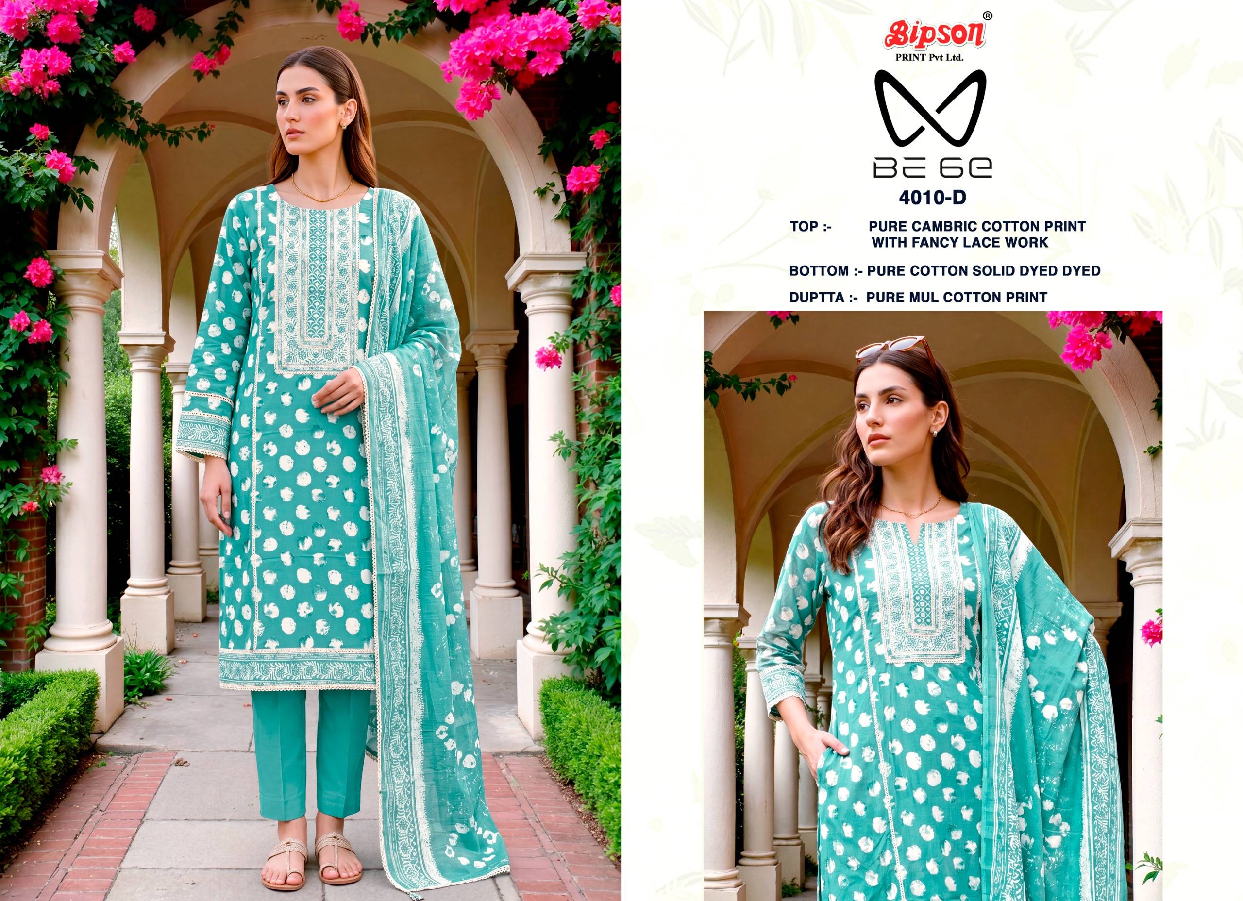 BE 6E - 4010 Series By BIPSON PRINTS Stylish Beautiful Colourful Pure Cotton Dresses At Wholesale Price